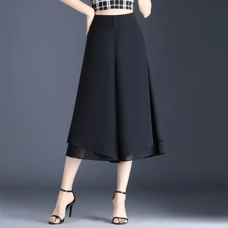 Chiffon Pants For Women Korean Fashion Autumn Elastic Original Xxl Slacks Y2k Streetwear 90s G New In Woman Trousers Wide Leg