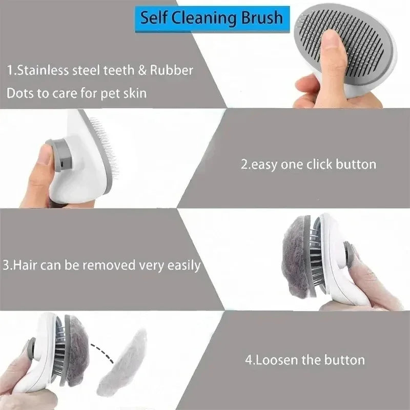 For Dogs Cats Grooming Tools Pets Dematting Comb Dogs Accessories Pet Dog Brush Cat Comb Self Cleaning Pet Hair Remover Brush