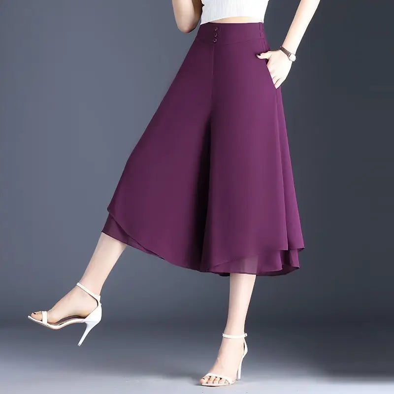 Chiffon Pants For Women Korean Fashion Autumn Elastic Original Xxl Slacks Y2k Streetwear 90s G New In Woman Trousers Wide Leg