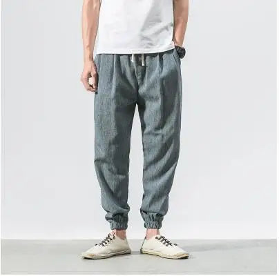 2025 Mens Trousers Fashion Casual Pants Solid Color Breathable Loose Shorts Straight Drawstring Pants Streetwear Men