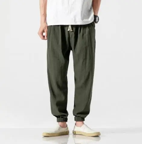 2025 Mens Trousers Fashion Casual Pants Solid Color Breathable Loose Shorts Straight Drawstring Pants Streetwear Men
