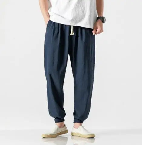 2025 Mens Trousers Fashion Casual Pants Solid Color Breathable Loose Shorts Straight Drawstring Pants Streetwear Men