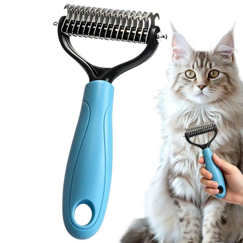 Dog Rake Brush Double Sided Shedding Grooming Tool Dog Undercoat Brush for Pets Cats Indoor Outdoor Home Salon Bath Time