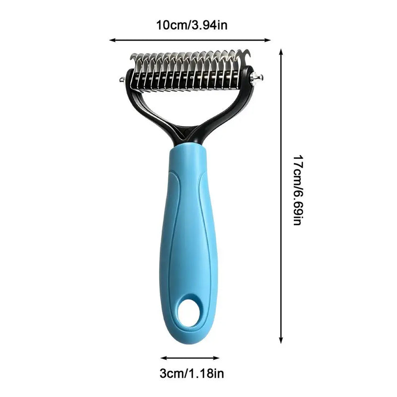 Dog Rake Brush Double Sided Shedding Grooming Tool Dog Undercoat Brush for Pets Cats Indoor Outdoor Home Salon Bath Time