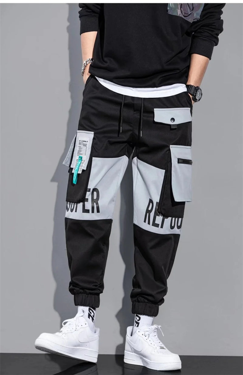 Outdoor Casual Pants Men's wear-resistant loose-fitting straight-leg multi-pocket overalls men's student hip hop trousers men