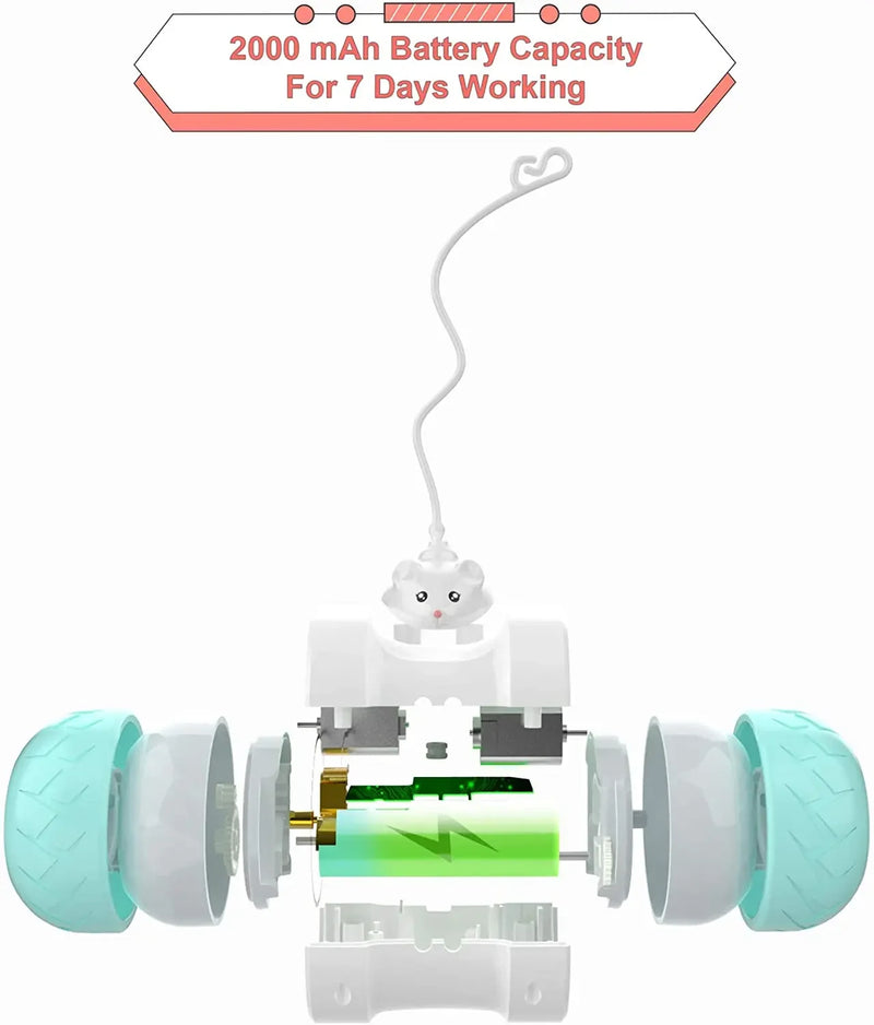 Interactive Cat Toys for Indoor Cats, Automatic Kitten Toys Electronic with Mouse and 3 Feathers for Cats to Play Alone Exercise