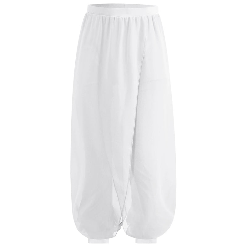 Chiffon Overlay Pants Yoga Pants Loose Wide Leg Pants Modern Classical Dance Pants For Kids Girls Fitness Training Bloomers