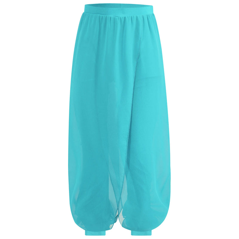 Chiffon Overlay Pants Yoga Pants Loose Wide Leg Pants Modern Classical Dance Pants For Kids Girls Fitness Training Bloomers