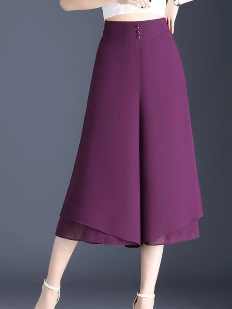 Chiffon Pants For Women Korean Fashion Autumn Elastic Original Xxl Slacks Y2k Streetwear 90s G New In Woman Trousers Wide Leg