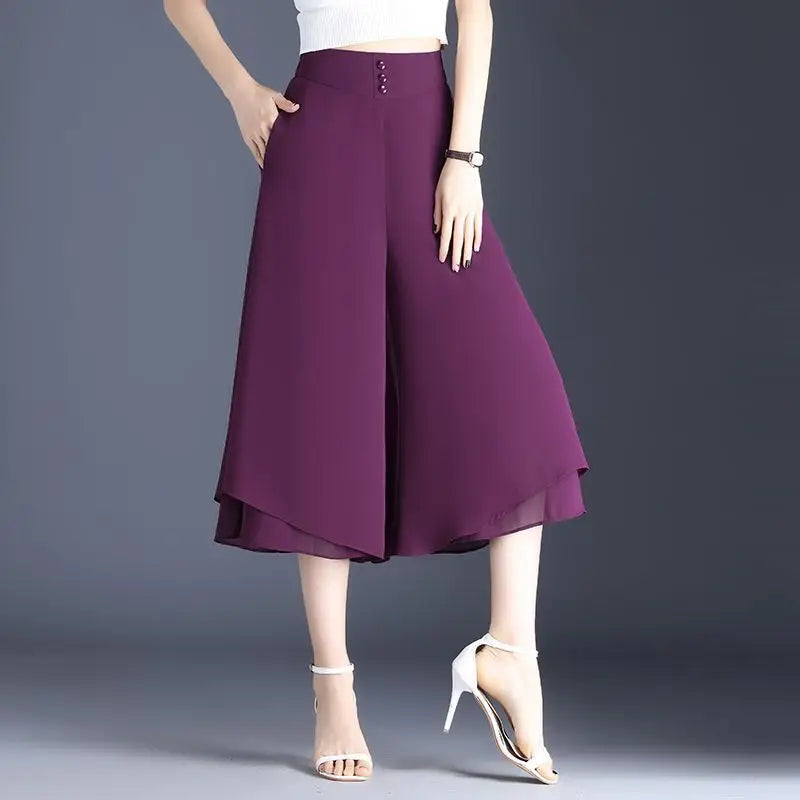 Chiffon Pants For Women Korean Fashion Autumn Elastic Original Xxl Slacks Y2k Streetwear 90s G New In Woman Trousers Wide Leg