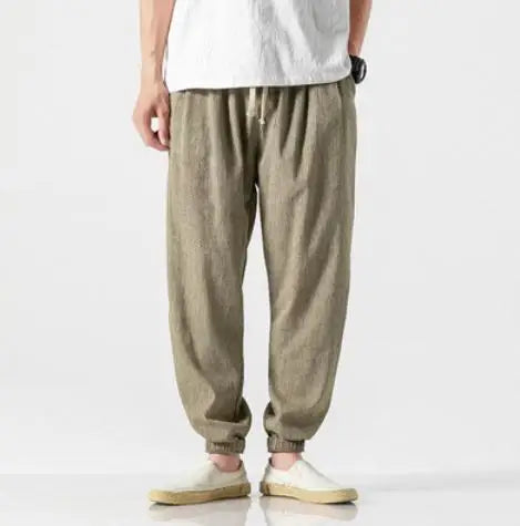 2025 Mens Trousers Fashion Casual Pants Solid Color Breathable Loose Shorts Straight Drawstring Pants Streetwear Men