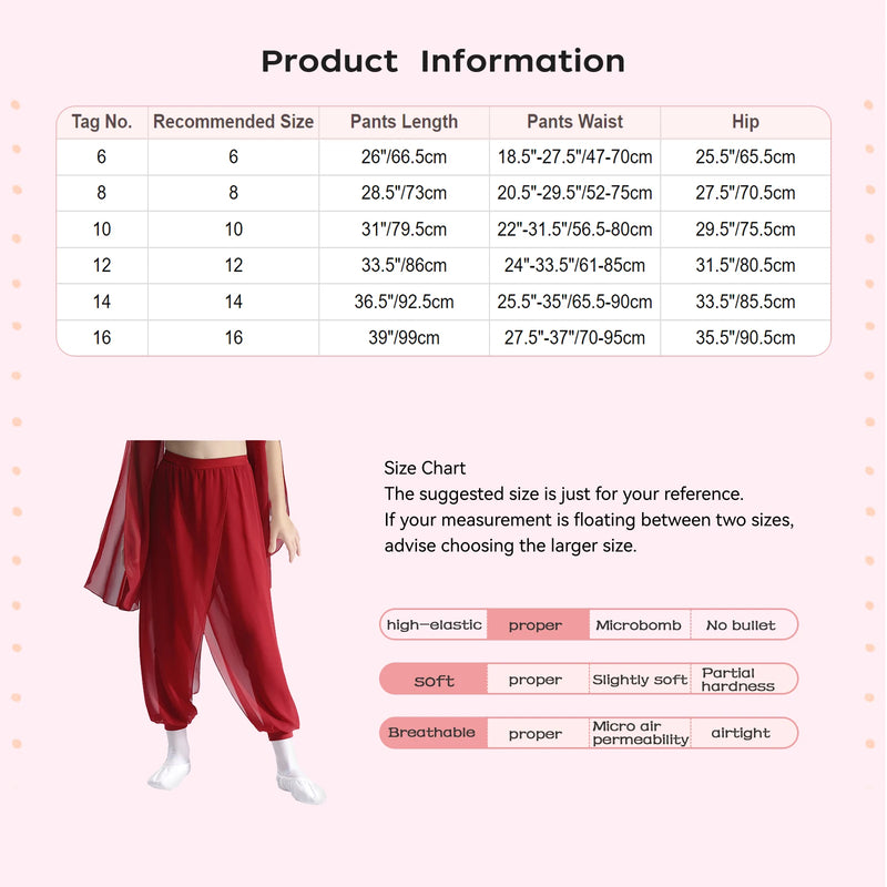 Chiffon Overlay Pants Yoga Pants Loose Wide Leg Pants Modern Classical Dance Pants For Kids Girls Fitness Training Bloomers