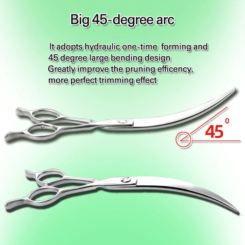 Dog grooming hair clippers, 7.5 ", super large 45 ° curved scissors,Pet Bend Scissor, fine dog hair trimming tool Shears