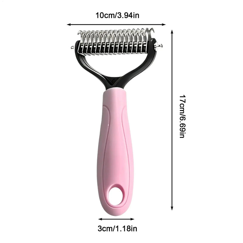 Dog Rake Brush Double Sided Shedding Grooming Tool Dog Undercoat Brush for Pets Cats Indoor Outdoor Home Salon Bath Time