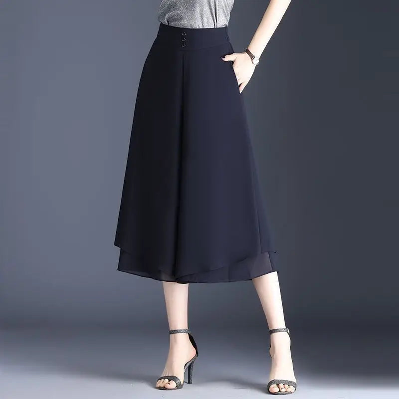 Chiffon Pants For Women Korean Fashion Autumn Elastic Original Xxl Slacks Y2k Streetwear 90s G New In Woman Trousers Wide Leg